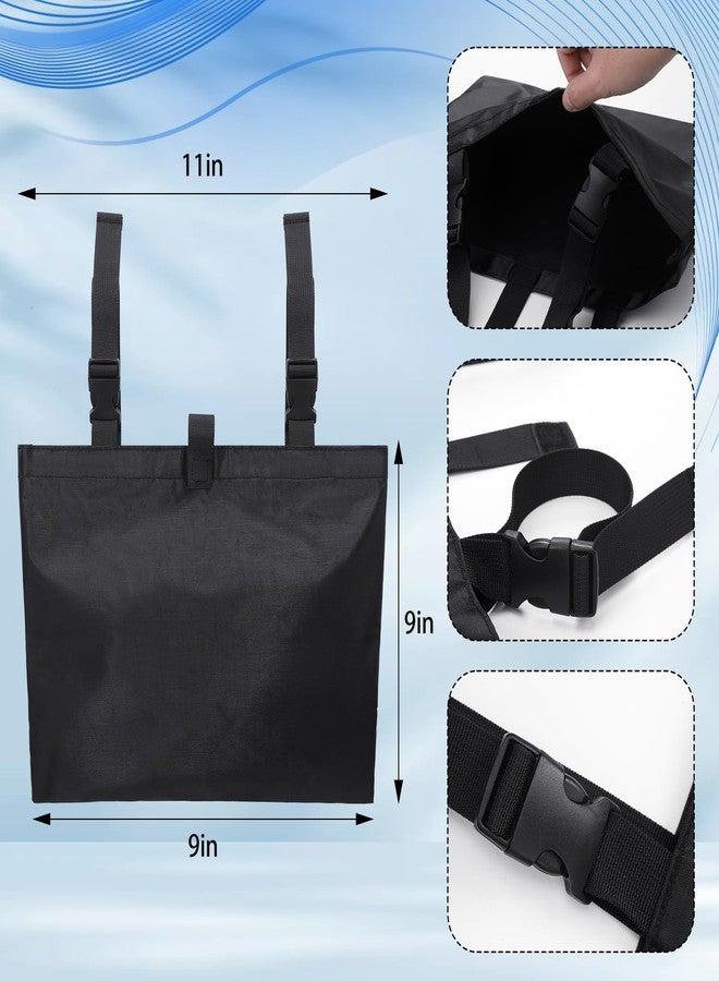 Threlaco 2 Pcs Urine Drainage Bag Holder Canvas Catheter Bag Covers for Wheelchairs Chair Bed Under Basket with Adjustable Straps for Foley Infusion Nephrostomy Bags, 15 x 11 x 9 in(Black) - Image 2